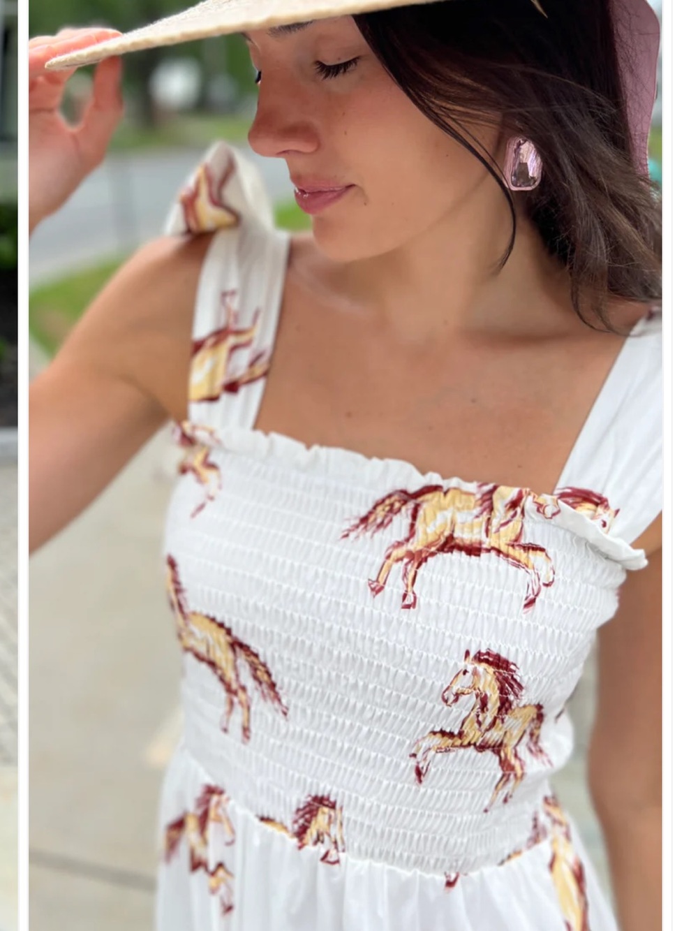 Kathleen Maeve Emma Bow Horse Print Maxi Nap Dress (Hill House Home Ellie) XS - Picture 5 of 9